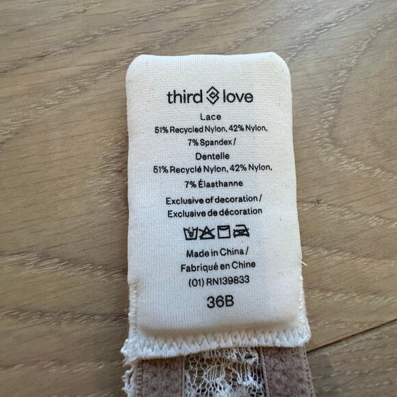 ThirdLove All Day Lace Uplift Plunge Sea Salt White Nude Bra 36B NWT - Picture 2 of 5